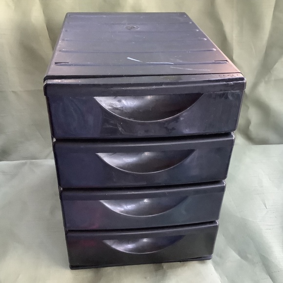 Four 9”x13” dark color plastic drawers desk home office storage organizer unit - Picture 3 of 6